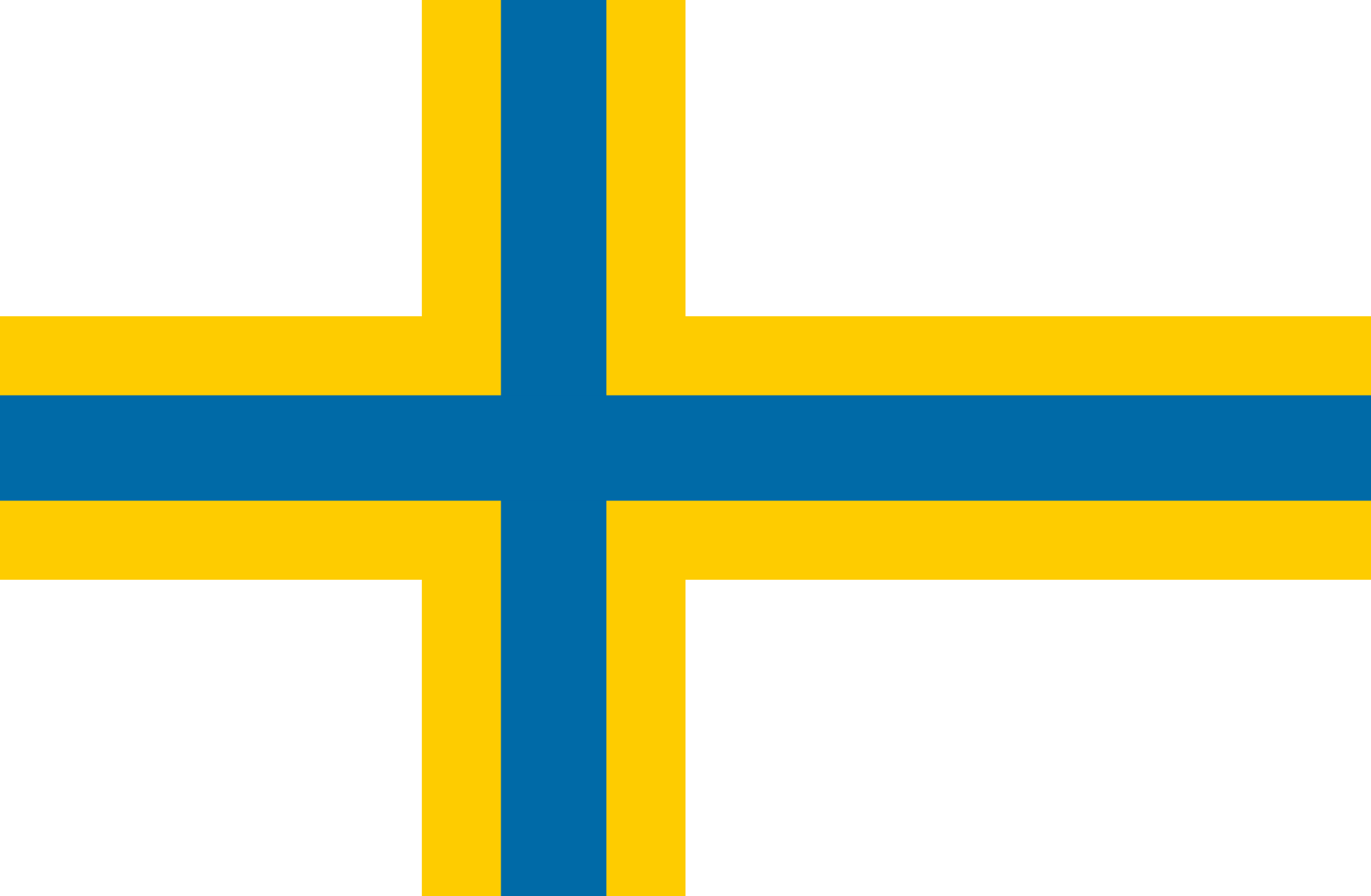 Sverigefinska flaggan: med blått och gult kors och vit botten