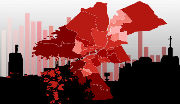 Montage med karta över socioekonomiskt utsatta områden i Göteborg
