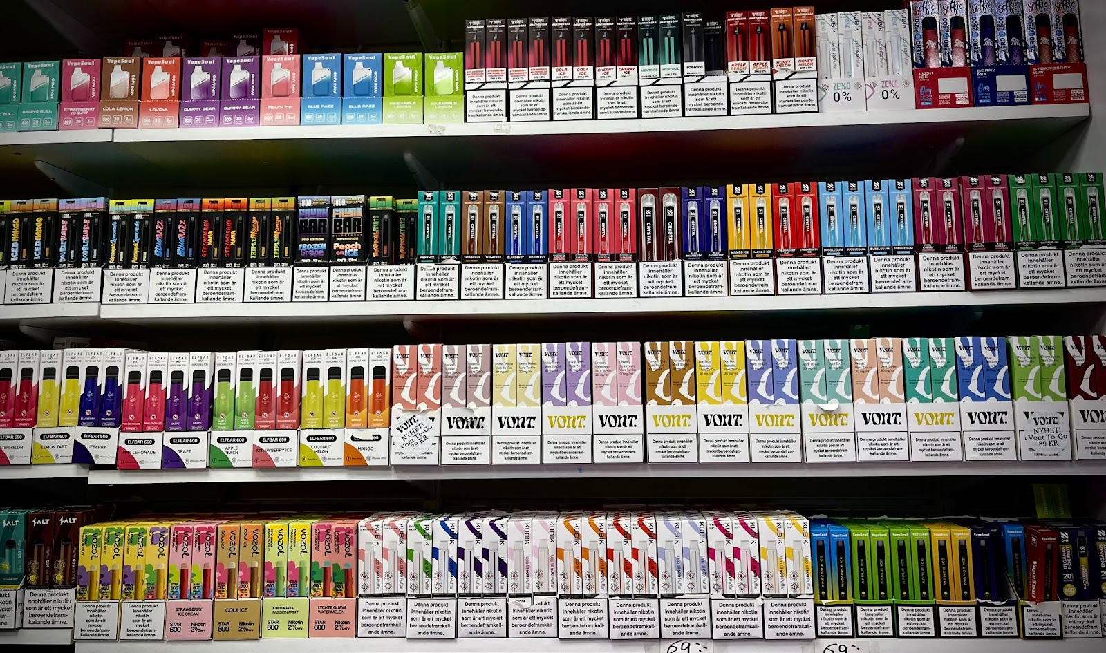E-cigaretter i en butik i centrala Göteborg.